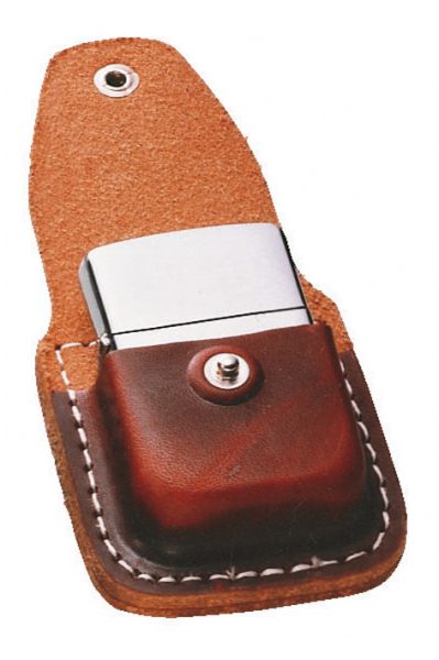 Custodia in cuoio marrone con clip