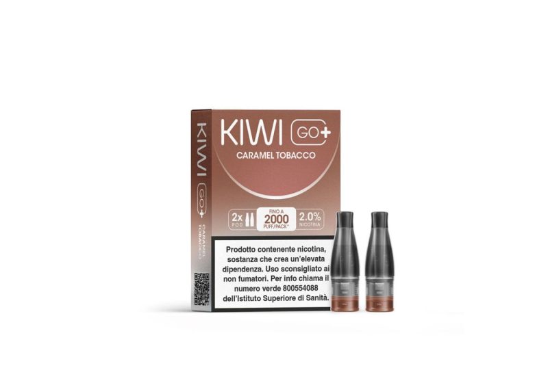 KIWI GO + POD CARAMEL TOBACCO 20 NICOTINA (imposta di consumo  0,58)